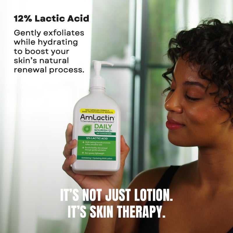 AmLactin Daily Nourish - Therapeutic Body Lotion for Dry Skin - No-Scrub Exfoliator and Moisturizer with 12% Lactic Acid AHA, 7.9 oz (Packaging May Vary) - Image 3